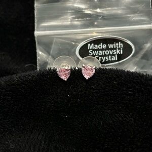 Swarovski Pink Heart Crystal Stud Earrings